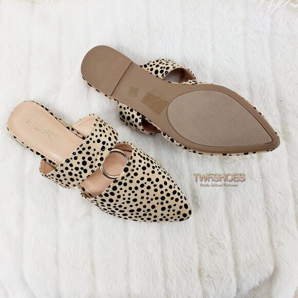 Brand New Cheetah Pointy Toe Flats Mules Clogs Slippers - Picture 4 of 9